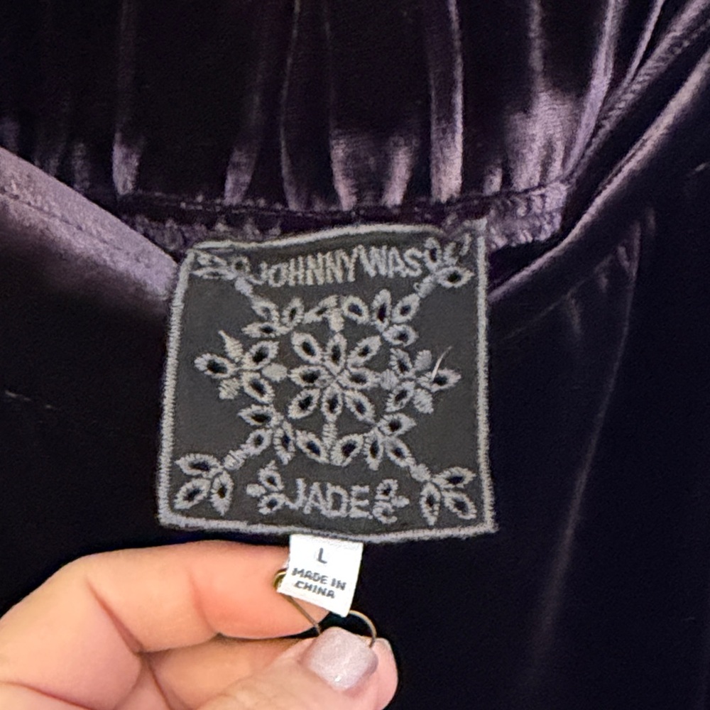 Johnny Was Deep Purple Velvet pants